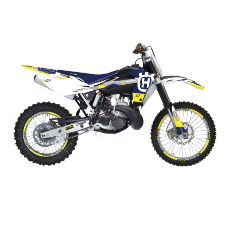BLACKBIRD KOMPLET NAKLEJEK (OKLEIN) HUSQVARNA CR 125 '06-'08, WR 250/300 '06-'13 DREAM 5 CHROME EFX KOLOR ŻÓŁTY NIEBIESKI BIAŁY