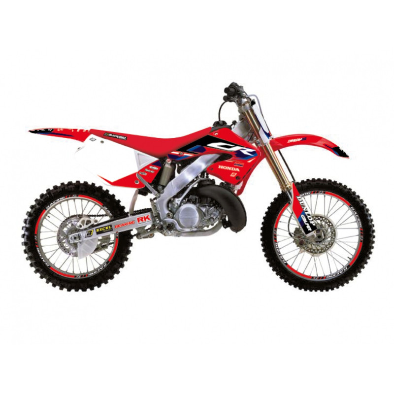 BLACKBIRD KOMPLET NAKLEJEK (OKLEIN) HONDA CR 125R '00-'01, CR 250R '00-'01 DREAM 5 KOLOR CZERWONO CZARNY