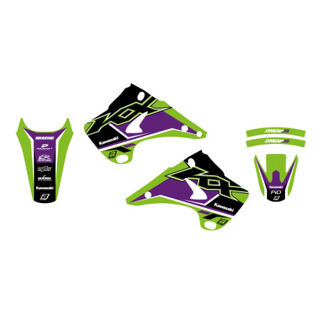 BLACKBIRD KOMPLET NAKLEJEK (OKLEIN) KAWASAKI KX 125/250 '03-'08 DREAM 5 KOLOR ZIELONY CZARNY