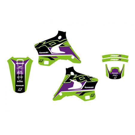 BLACKBIRD KOMPLET NAKLEJEK (OKLEIN) KAWASAKI KX 125/250 '94-'98 DREAM 5 KOLOR ZIELONY CZARNY