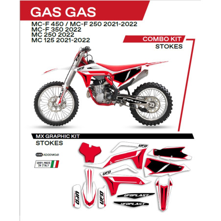 UFO KOMPLET NAKLEJEK (OKLEIN) GAS GAS MC 125 '21-'22; MC 250 '22; MCF 250/350/450 '21-'22 STOKES KOLOR BIAŁY - WYPRZEDAŻ