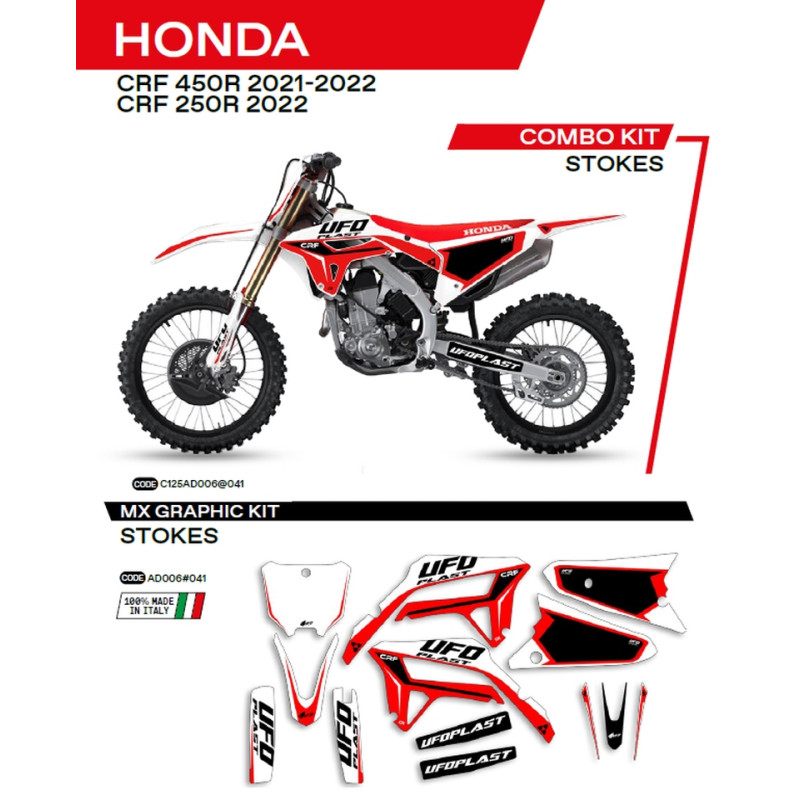 UFO KOMPLET NAKLEJEK (OKLEIN) HONDA CRF 250R '22; CRF 450R '21-'22 STOKES KOLOR CZARNY - WYPRZEDAŻ
