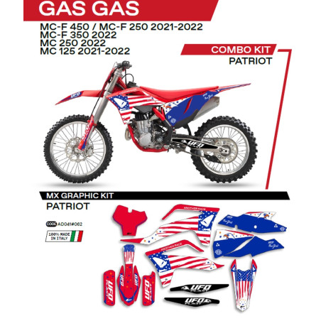UFO KOMPLET NAKLEJEK (OKLEIN) GAS GAS MC 125 '21-'22; MC 250 '22; MCF 250/350/450 '21-'22 PATRIOT KOLOR CZERWONY - WYPRZEDAŻ