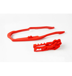 UFO KOMPLET ŚLIZG + PROWADNICA ŁAŃCUCHA HONDA CR 125 / 250 '05-'06, CRF 250 R / X '05-'06, CRF 450 R / X '05-06 KOLOR CZERWONY