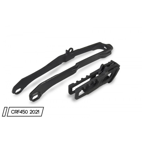 UFO KOMPLET ŚLIZG + PROWADNICA ŁAŃCUCHA HONDA CRF 250 R '20-'25 , CRF 250 RX '21-'25 , CRF 450 R / RX '19-'25 KOLOR CZARNY
