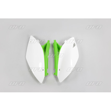 UFO BOCZKI TYLNE KAWASAKI KXF 250 '09-'12, KXF 450 '09-'11, KOLOR OEM (BIAŁY/ZIELONY)