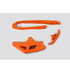 Ślizg łańcucha UFO komplet KTM EXC 125/200/250/300 TPI, EXC-F 350/450/500 12-23, pomarańczowy