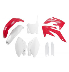 UFO KOMPLET PLASTIKÓW (FULL KIT) Z OSŁONAMI TELESKOPÓW (AMORTYZATORÓW) HONDA CRF 250R '08-09, KOLOR OEM '09 (CZERWONY/BIAŁY)