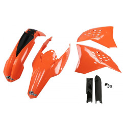 UFO KOMPLET PLASTIKÓW (FULL KIT) Z OSŁONAMI TELESKOPÓW (AMORTYZATORÓW) KTM EXC '09-'10 KOLOR OEM (POMARAŃCZOWY) (KT511E999)