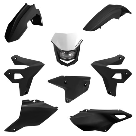 POLISPORT KOMPLET PLASTIKÓW SUZUKI DR-Z 400 (DRZ400) '00-'25 W ZESTAWIE LAMPA PRZEDNIA (RESTYLING) KOLOR CZARNY