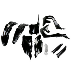 UFO KOMPLET PLASTIKÓW (FULL KIT) Z OSŁONAMI TELESKOPÓW (AMORTYZATORÓW) KAWASAKI KXF 250 '21-24, KXF 450 '19-23 KOLOR CZARNY