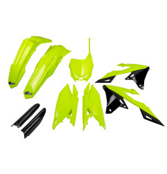 UFO KOMPLET PLASTIKÓW (FULL KIT) Z OSŁONAMI TELESKOPÓW (AMORTYZATORÓW) SUZUKI RMZ 250 '19-'25, RMZ 450 '18-'25 KOLOR ŻÓLTY FLUO