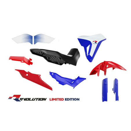 RACETECH (RTECH) KOMPLET PLASTIKÓW Z SIEDZENIEM REVOLUTION HONDA XL 750 TRANSALP '23-'25 KOLOR BIAŁY / CZARNY / CZERWONY