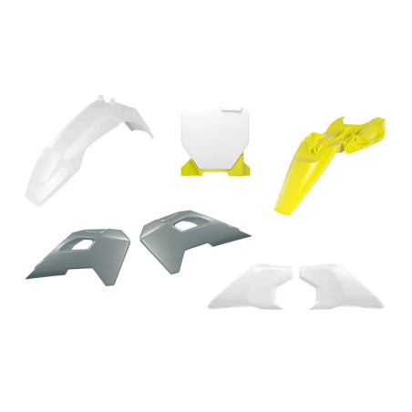 RACETECH (RTECH) KOMPLET PLASTIKÓW HUSQVARNA TC 65 '24-'25 KOLOR OEM BIAŁY / SZARY / ŻÓŁTY