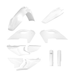 POLISPORT WYPRZEDAŻ KOMPLET PLASTIKÓW (FULL KIT) HUSQVARNA TE/FE TPI '24-'25 W ZESTAWIE OSŁONY AMORTYZATORÓW KOLOR BIAŁY OEM