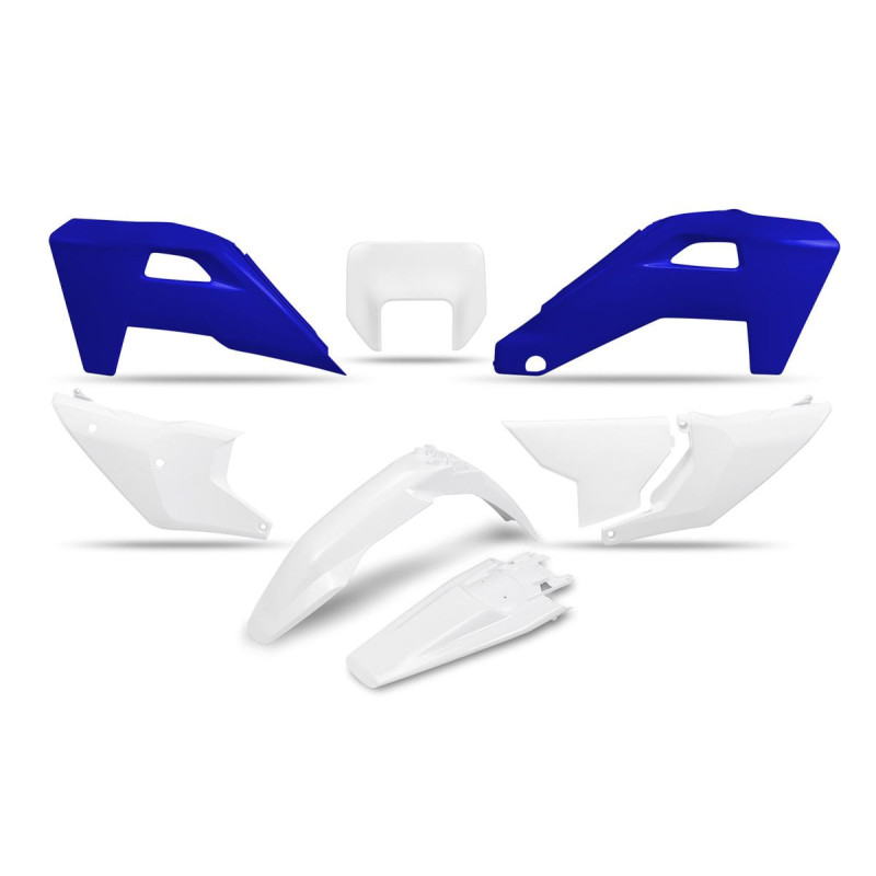 UFO KOMPLET PLASTIKÓW HUSQVARNA FE 250 / 350 / 450 / 501 '25-'26, TE 250 / 300 HERITAGE '25-'26 KOLOR BIAŁY / NIEBIESKI