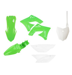 POLISPORT KOMPLET PLASTIKÓW KAWASAKI KLX 110 '10-'24 W ZESTAWIE TABLICA PRZEDNIA (8672700001) KOLOR ZIELONO BIAŁY OEM