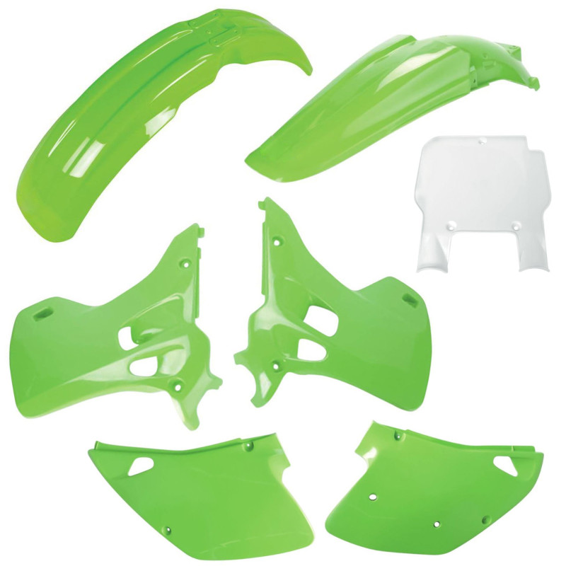 POLISPORT KOMPLET PLASTIKÓW (FULL KIT) KAWASAKI KX 125/250 '92 W ZESTAWIE TABLICA PRZEDNIA (8672800002) KOLOR ZIELONY OEM
