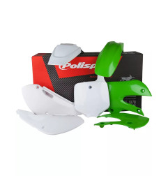 POLISPORT KOMPLET PLASTIKÓW KAWASAKI KX 65 '00-'25 W ZESTAWIE TABLICA PRZEDNIA (8661500010) KOLOR ZIELONO BIAŁY