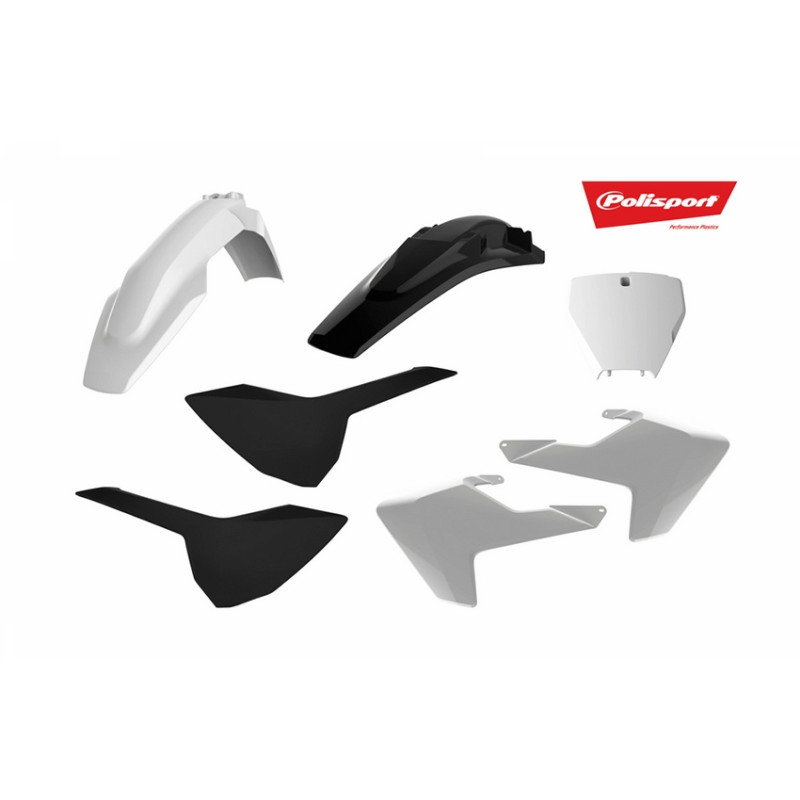 POLISPORT WYPRZEDAŻ KOMPLET PLASTIKÓW HUSQVARNA TC/FC '16-'18 W ZESTAWIE TABLICA PRZEDNIA (8665800002) KOLOR CZARNO BIAŁY