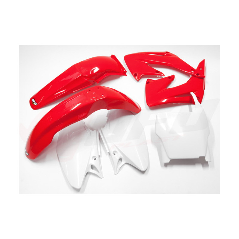 UFO KOMPLET PLASTIKÓW HONDA CR 125/250 '04-'07 KOLOR OEM (CZERWONY/BIAŁY) (HO103E999)