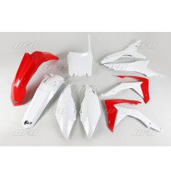 UFO KOMPLET PLASTIKÓW HONDA CRF 250R 14-17, CRF 450R 13-16 Z OSŁONAMI FILTRA POWIETRZA KOLOR OEM (CZERWONY/BIAŁY) (HO121E999)
