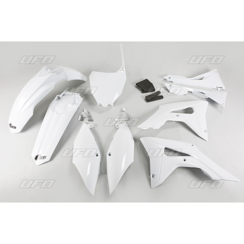 UFO KOMPLET PLASTIKÓW HONDA CRF 250R '18-'21, CRF 450R '17-'20 Z OSŁONAMI FILTRA POWIETRZA KOLOR BIAŁY (HO123E041)