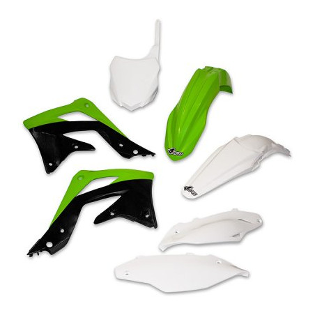 UFO KOMPLET PLASTIKÓW KAWASAKI KXF 450 '13-'15 KOLOR OEM (ZIELONY/BIAŁY/CZARNY) (KA220E999)