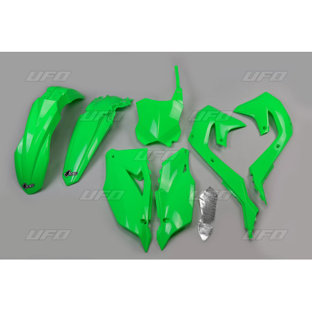 UFO KOMPLET PLASTIKÓW KAWASAKI KXF 250 '21-24, KXF 450 '19-23 KOLOR ZIELONY FLUO (KA227AFLU)