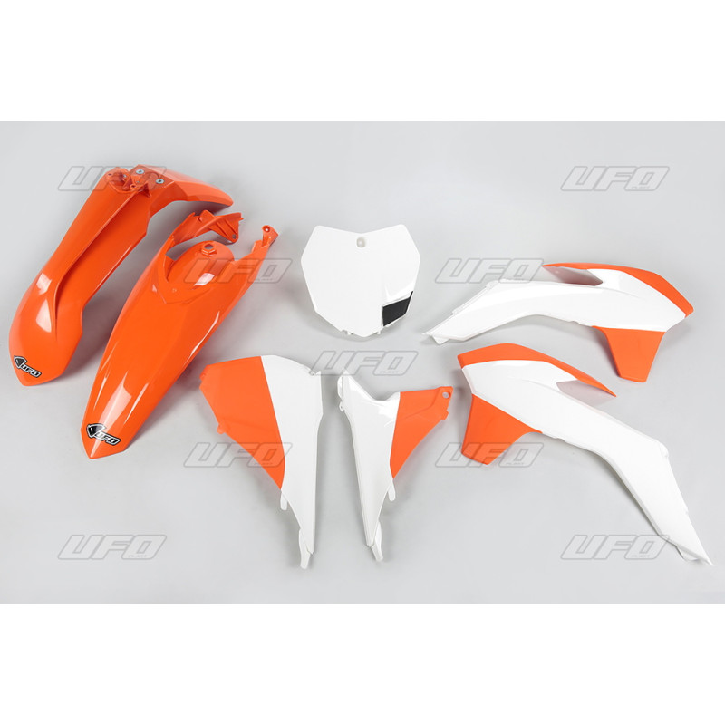 UFO KOMPLET PLASTIKÓW KTM SX/SXF '13-'15, SX 250 '16, KOLOR OEM '15 (POMARAŃCZOWY/BIAŁY) (KT515E999W)