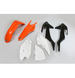 UFO KOMPLET PLASTIKÓW KTM EXC/EXC-F TPI '17-'19, KOLOR OEM '18 OEM (POMARAŃCZOWY/CZARNY/BIAŁY) (KT518E999W)