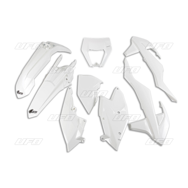 UFO KOMPLET PLASTIKÓW KTM EXC/EXC-F TPI '17-'19 Z OSŁONĄ LAMPY KOLOR BIAŁY (KT523E047)