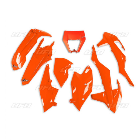 UFO KOMPLET PLASTIKÓW KTM EXC/EXC-F TPI '17-'19 Z OSŁONĄ LAMPY KOLOR POMARAŃCZOWY FLUO (KT523FFLU)