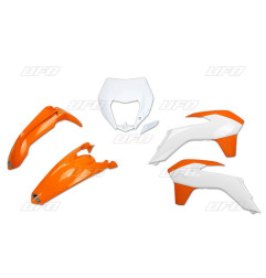 UFO KOMPLET PLASTIKÓW KTM EXC/EXCF '14-'16 Z OSŁONĄ LAMPY KOLOR OEM '15 (POMARAŃCZOWY/BIAŁY) (KT524E999W)