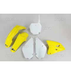 UFO KOMPLET PLASTIKÓW SUZUKI RM 85 '00-'24 RESTYLING KOLOR OEM '00-'15 I '18-'20 (BIAŁY/ŻÓŁTY) (SU405KE999)