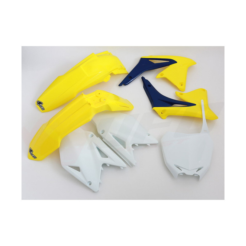 UFO KOMPLET PLASTIKÓW SUZUKI RMZ 450 '08-'17 KOLOR OEM (ŻÓŁTY/BIAŁY/NIEBIESKI) (SU409E999)