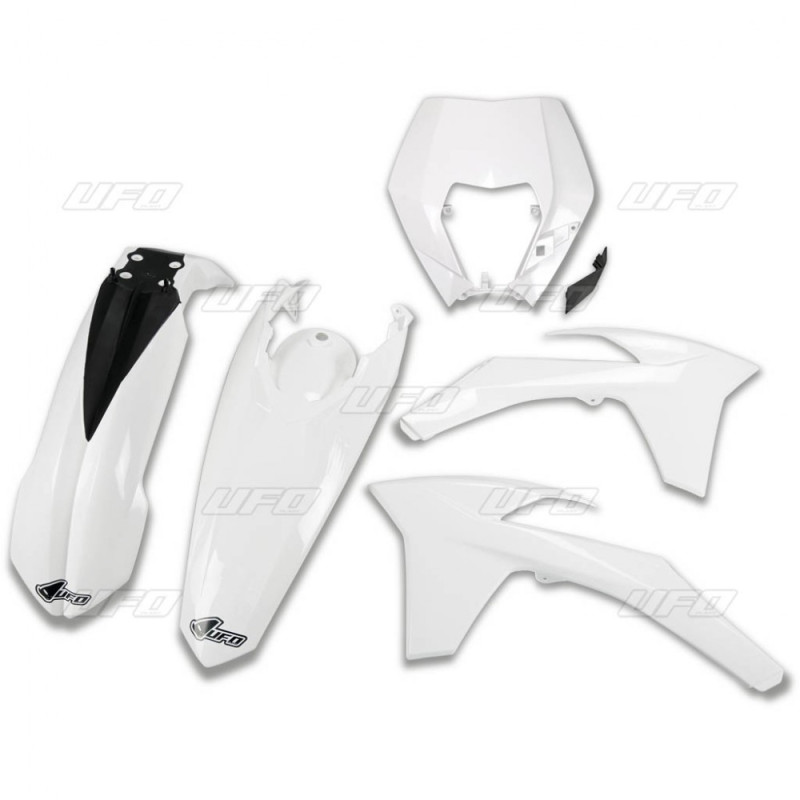 UFO KOMPLET PLASTIKÓW KTM EXC/EXCF '12-'13 Z OSŁONĄ LAMPY KOLOR BIAŁY (KT521E047)