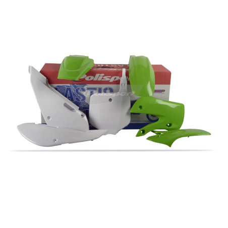 POLISPORT KOMPLET PLASTIKÓW KAWASAKI KX 65 '00-'25 W ZESTAWIE TABLICA PRZEDNIA (8661500010) KOLOR ZIELONO BIAŁY OEM