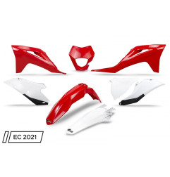 UFO KOMPLET PLASTIKÓW GAS GAS EC / EC-F 250 / 300 / 350 '21-'23 Z OSŁONĄ LAMPY KOLOR OEM (CZERWONY/BIAŁY)
