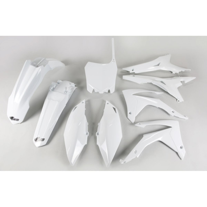 UFO KOMPLET PLASTIKÓW HONDA CRF 250R '14-17, CRF 450R '13-16 Z OSŁONAMI FILTRA POWIETRZA KOLOR BIAŁY