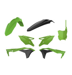POLISPORT WYPRZEDAŻ KOMPLET PLASTIKÓW KAWASAKI KXF 250 '17-'20 W ZESTAWIE TABLICA PRZEDNIA (8665900001) KOLOR ZIELONO CZARNY