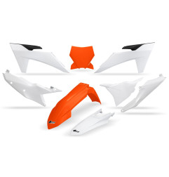UFO KOMPLET PLASTIKÓW KTM SX 125 / 250 / 300 TBI '23-'24, SX-F 250 / 350 / 450 '23-'24 KOLOR OEM (POMARAŃCZOWY/BIAŁY)