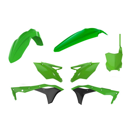 POLISPORT WYPRZEDAŻ KOMPLET PLASTIKÓW KAWASAKI KX 250F '17-'20 W ZESTAWIE TABLICA PRZEDNIA (8665900001) KOLOR ZIELONY