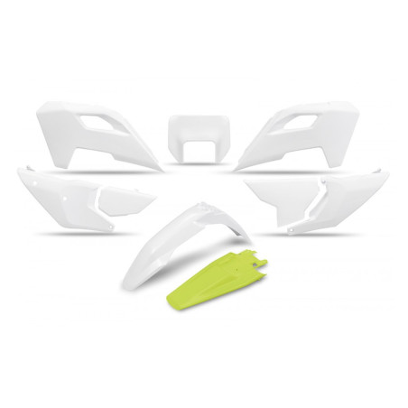 UFO KOMPLET PLASTIKÓW HUSQVARNA TE 150 / 250 / 300 '24-'25, FE 250 / 350 / 450 / 501 '24-'25, KOLOR OEM BIAŁY ŻÓŁTY