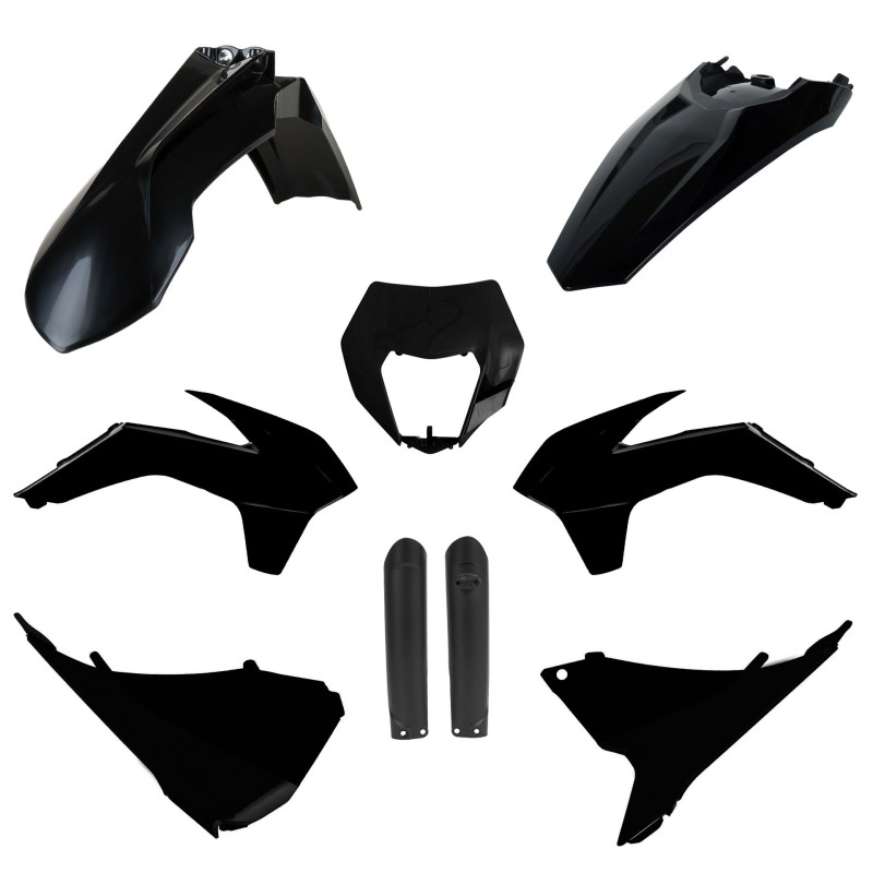 POLISPORT KOMPLET PLASTIKÓW (FULL KIT) KTM EXC/EXC-F '16 W ZESTAWIE OSŁONY AMORTYZATORÓW (8398600002) KOLOR CZARNY