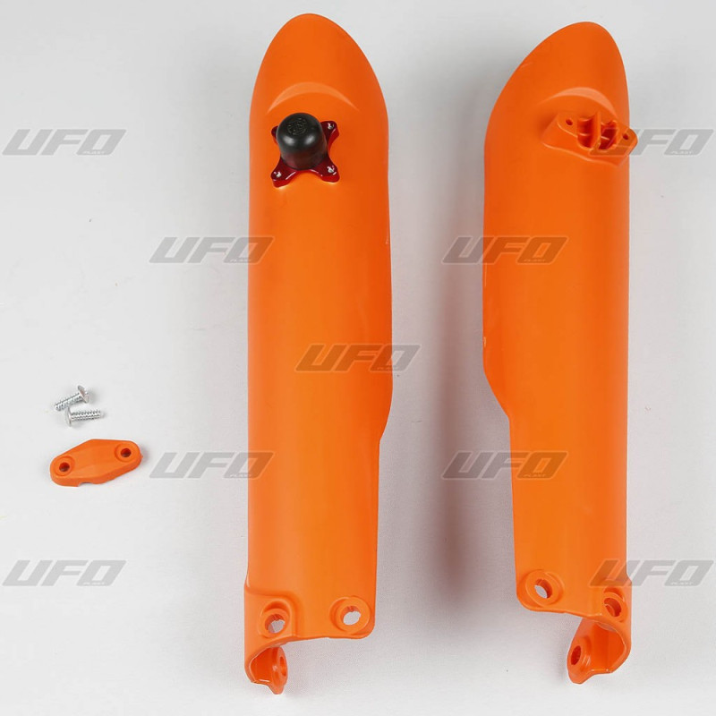 UFO OSŁONY TELESKOPÓW ( AMORTYZATORÓW ) PRZEDNICH KTM SX / SX-F '15-'22, Z BLOKADĄ KOLOR POMARAŃCZOWY
