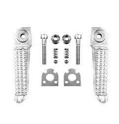 BIKETEC PARTS ZESTAW PODNÓŻKÓW (PODNÓŻKI) PASAŻERA KOMPLETNY Z MOCOWANIAMI YAMAHA YZF R1 '02-12, YZF R6 '03-11 KOLOR SREBRNY