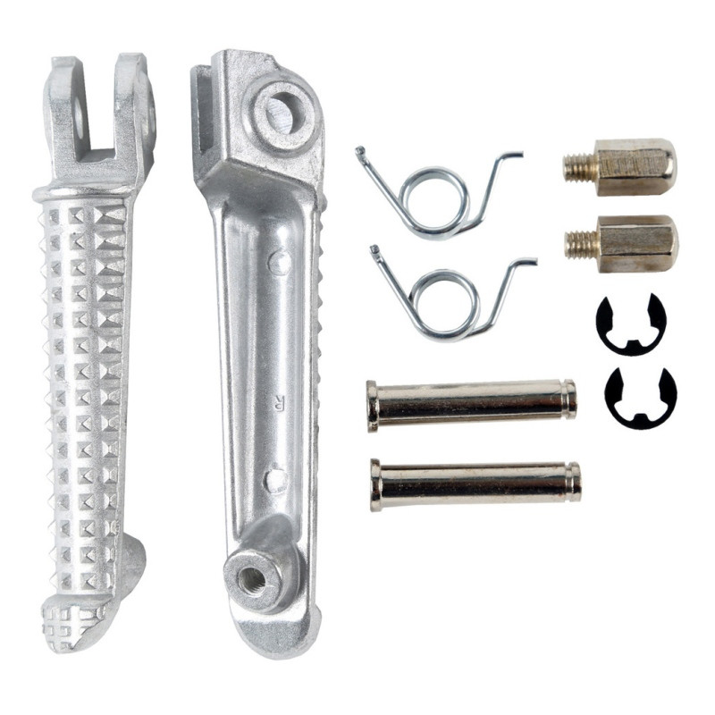 BIKETEC PARTS ZESTAW PODNÓŻKÓW (PODNÓŻKI) KIEROWCY KOMPLETNY Z MOCOWANIAMI YAMAHA YZF R1 '98-11, YZF R6 '99-12 KOLOR SREBRNY