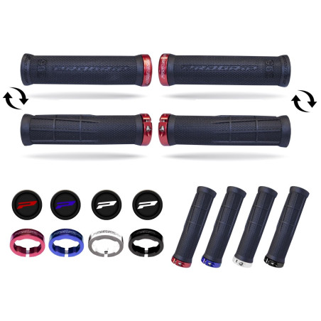 PROGRIP MANETKI PG995 ATV / JET SKI / MTB (22+22MM, DŁ. 130MM) KOLOR CZARNY Z CZERWONĄ BLOKADĄ LOCK-ON (995-357) (995-107)