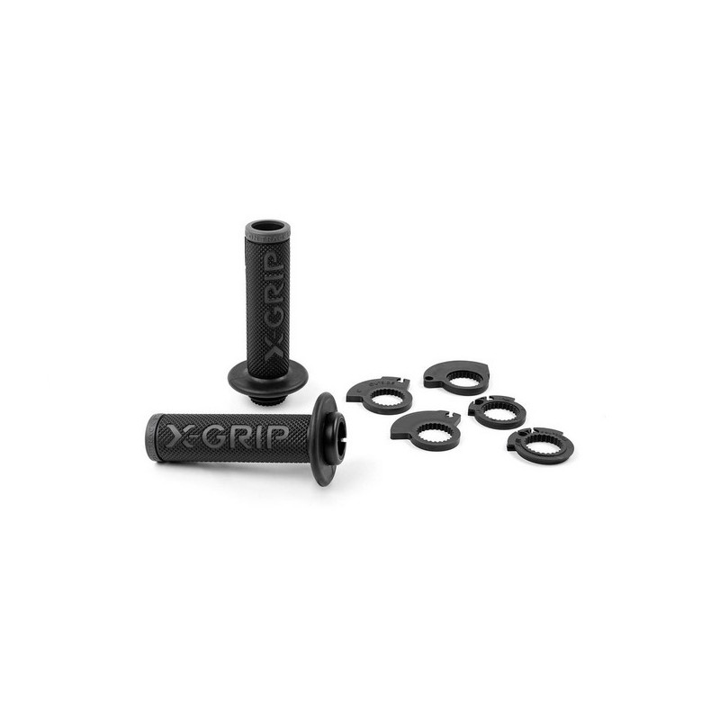 X-GRIP MANETKI (GRIPY) BRAAAAP GRIPS LOCK-ON-GRIP (Z ADAPTERAMI ROLGAZU) GREY OPEN END (Z OTWOREM) KOLOR SZARY